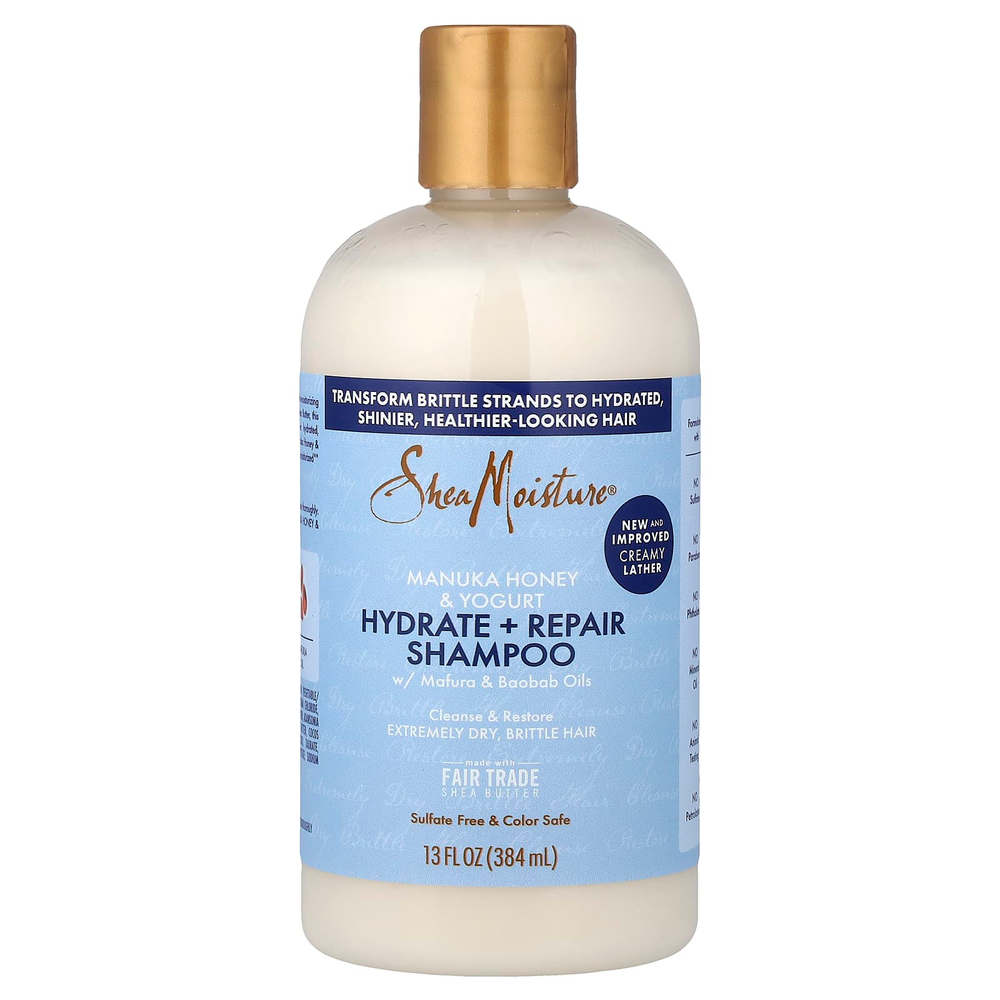 SheaMoisture, Manuka Honey & Yogurt, увлажняющий и восстанавливающий шампунь с маслами мафуры и баобаба, 384 мл (13 жидк. унц.)