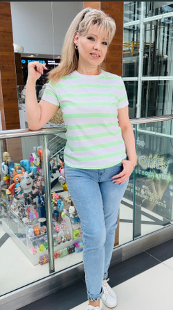 Синие джинсы на резинке с отворотом и мягким поясом