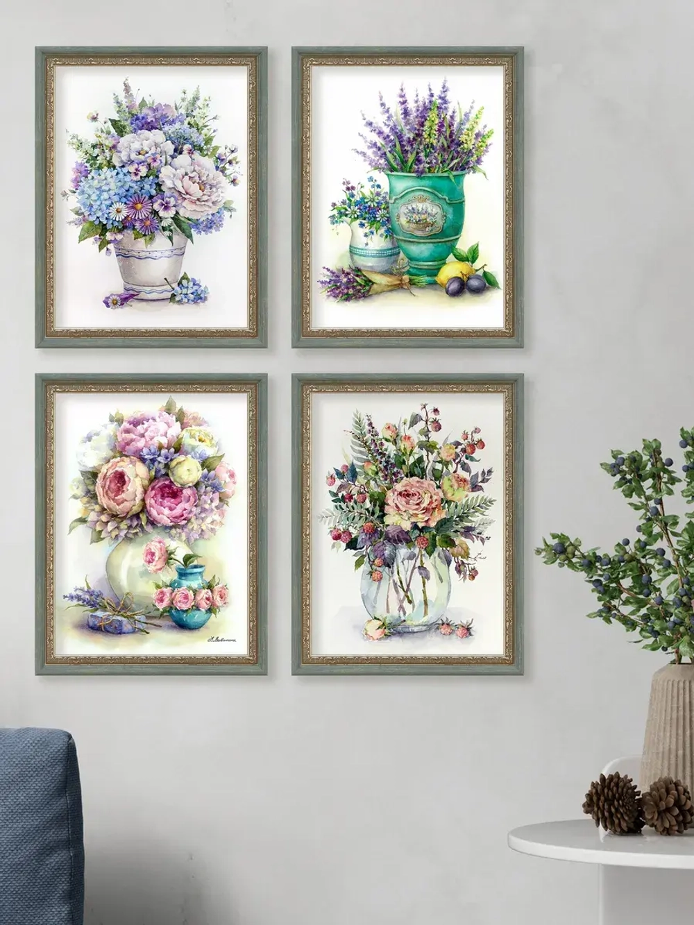 Картины на стену интерьерные 21*27 см 4 шт.
