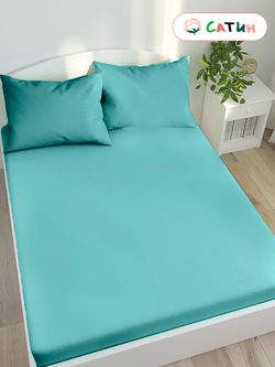 Простынь сатин Milky Garden "Зеленый" 240x215 см