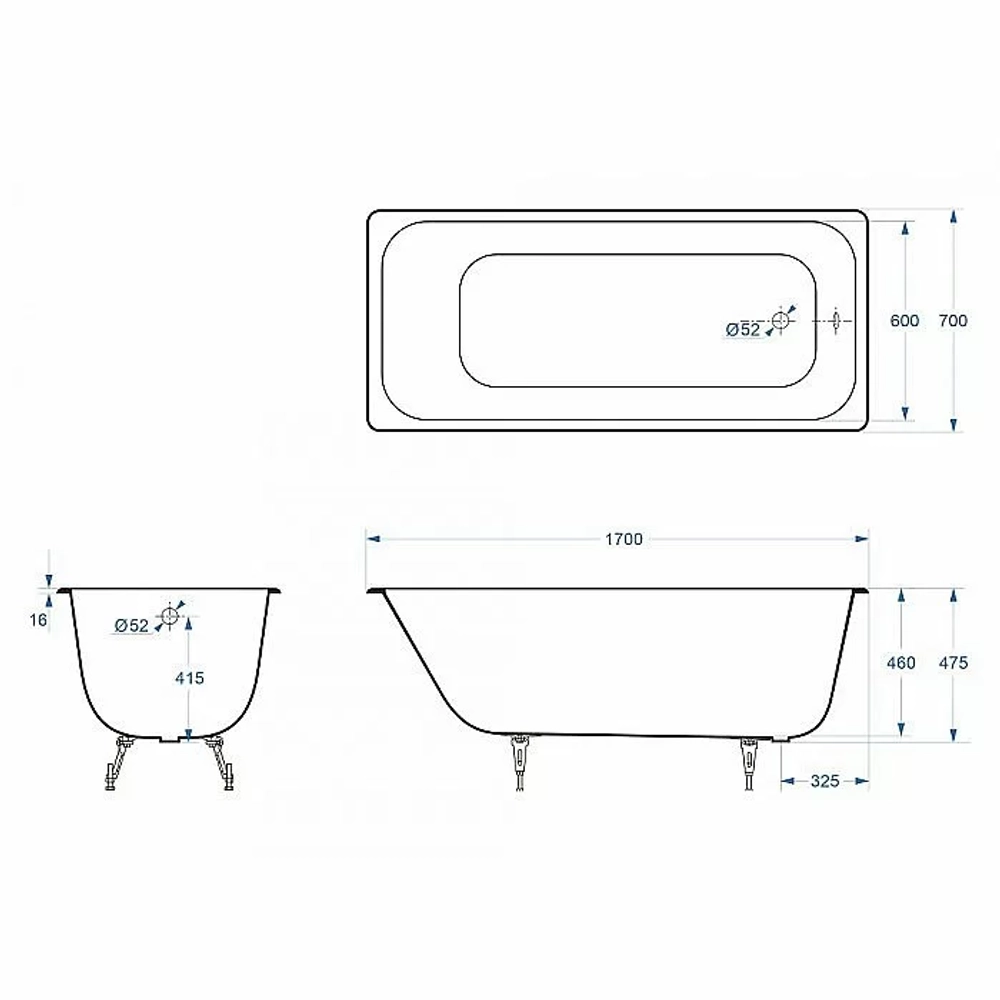 Ванна чугунная Delice Aurora Elite DLR230605-AS 170х70 белая