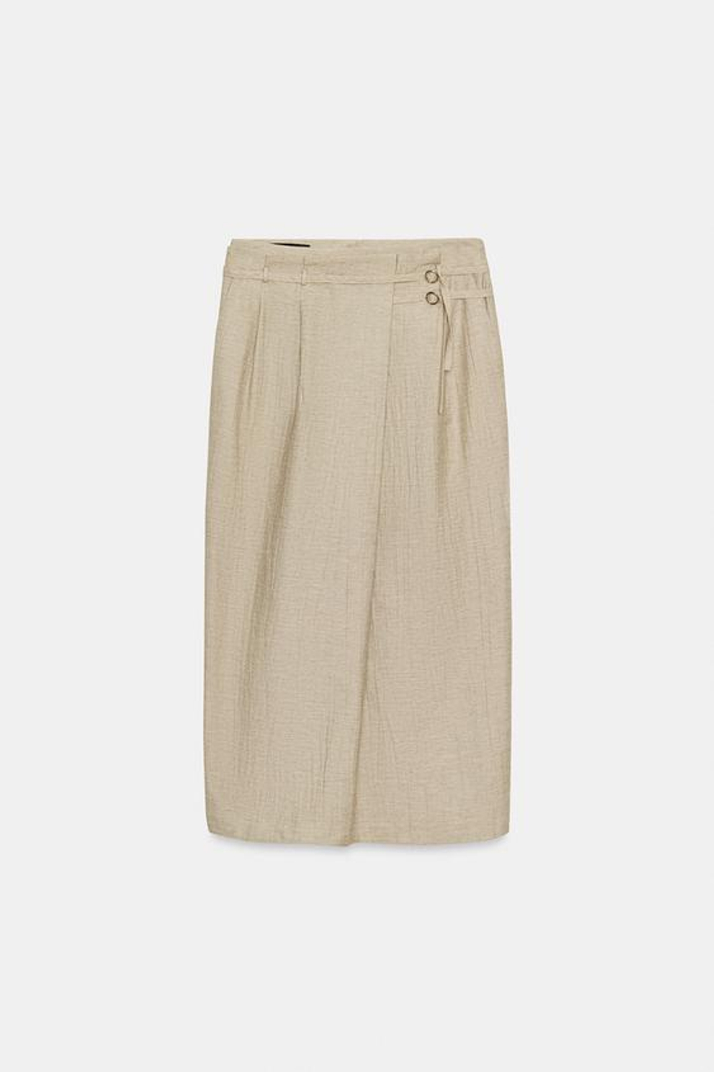 ZARA ЮБКА МИДИ С РЕМНЕМ, РЫЖЕВАТО-КОРИЧНЕВЫЙ