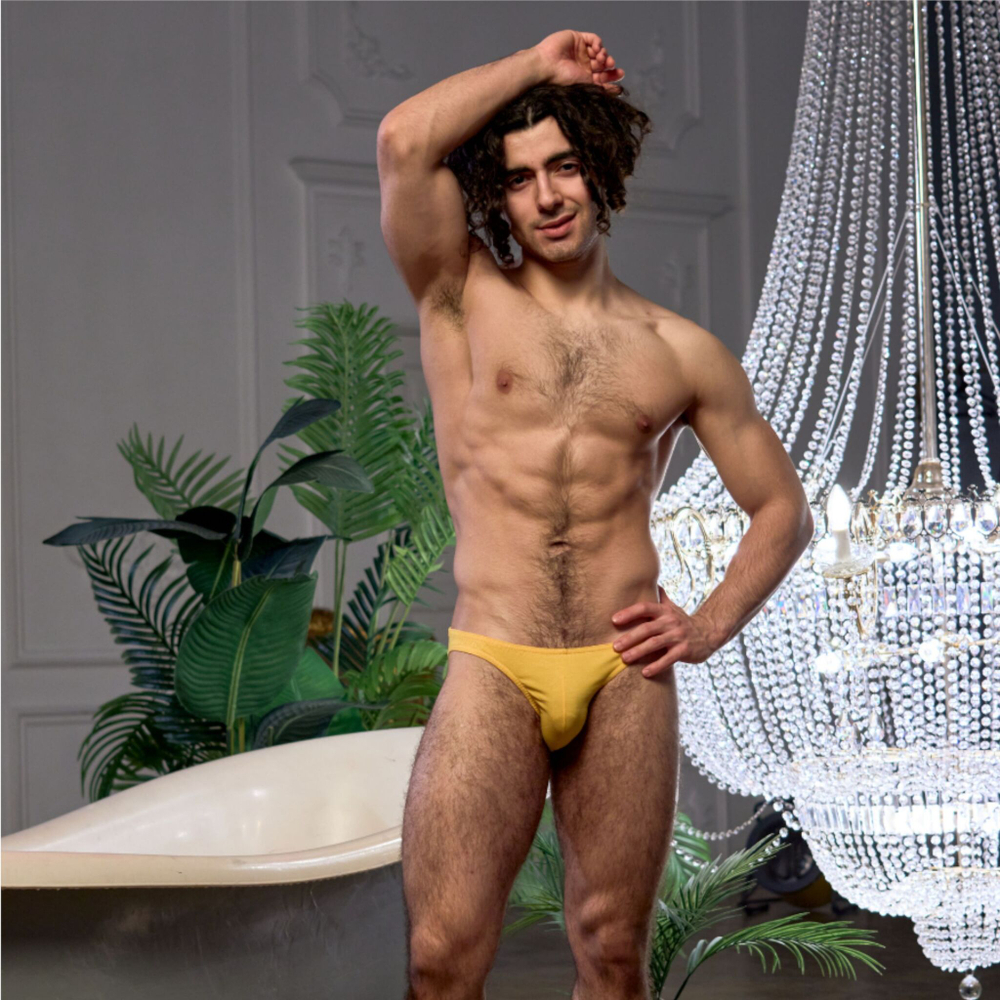 Желтые хлопковые трусы-слипы (Размер: S) (Цвет: желтый)