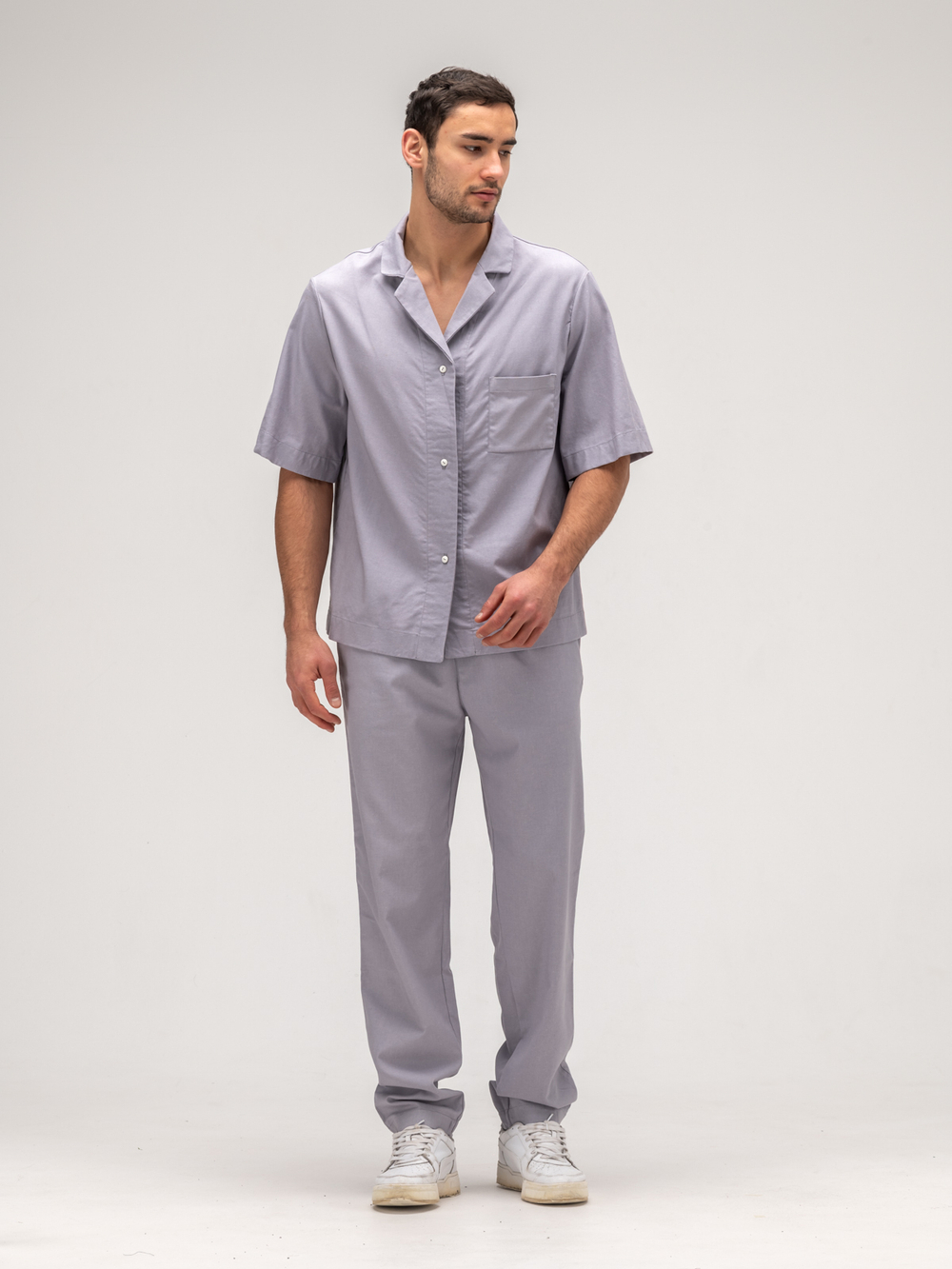 Костюм мужской льняной. Рубашка с брюками.Грей