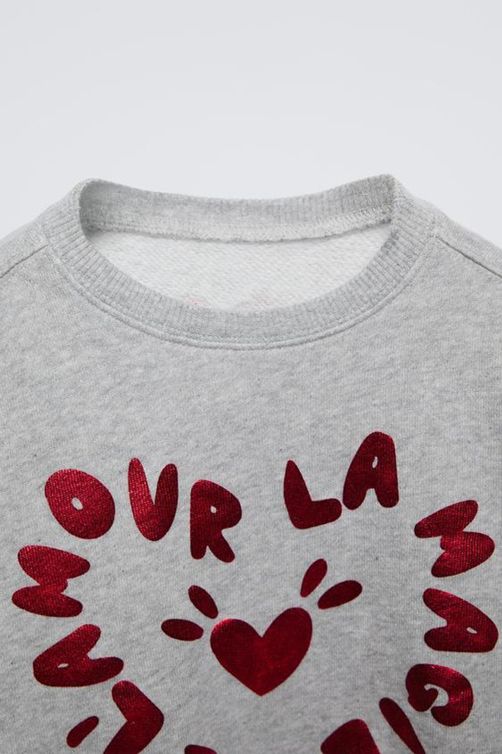 ZARA ТОЛСТОВКА С НАДПИСЬЮ, СЕРЫЙ С МЕЛАНЖЕВЫМ ЭФФЕКТОМ