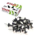 Кнопки силовые для пробковых досок Катушка, 50 шт, Staff, черный пластик, картон. упак.