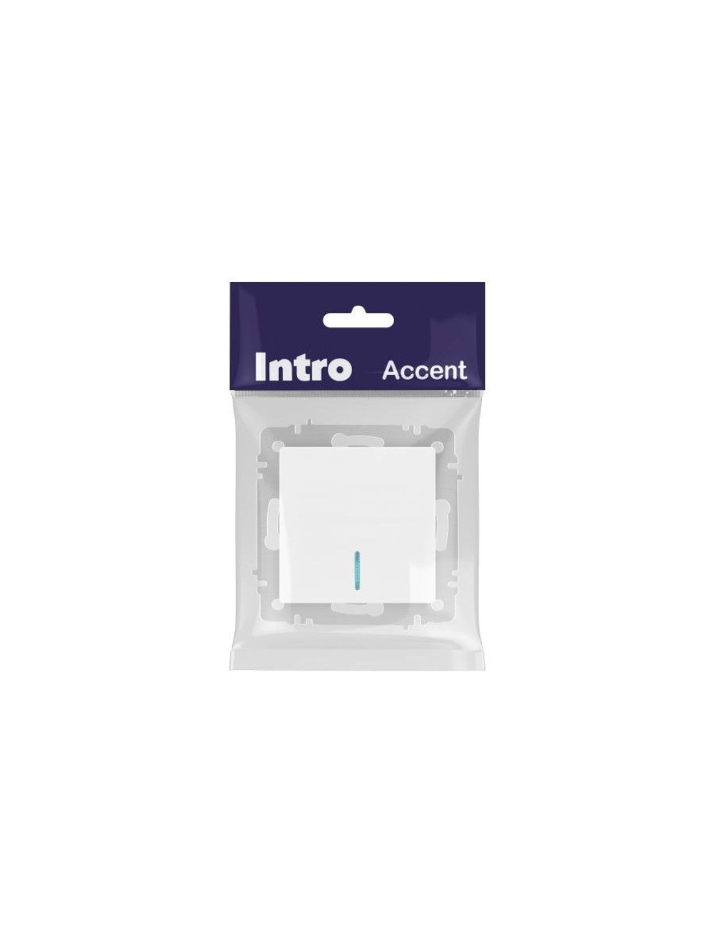 Выключатель 1-кл. СП Accent 6-102-01 10А IP20 250В с подсветкой AL/CU бел. Intro Б0063445