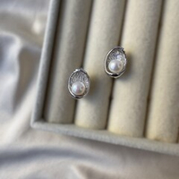 Серьги бижутерия "Жемчужная раковина" с натуральным жемчугом