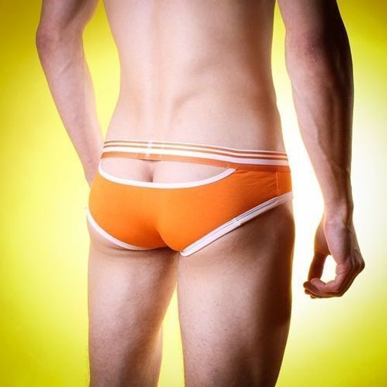 Мужские трусы слипы оранжевые с вырезом сзади Seeinner Orange