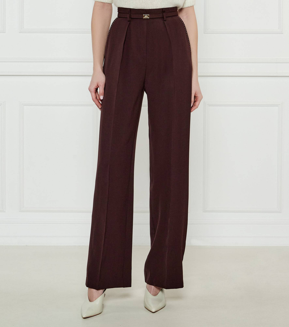 Хлопковые брюки с ремешком Elisabetta Franchi - коричневый(PA06751E2)