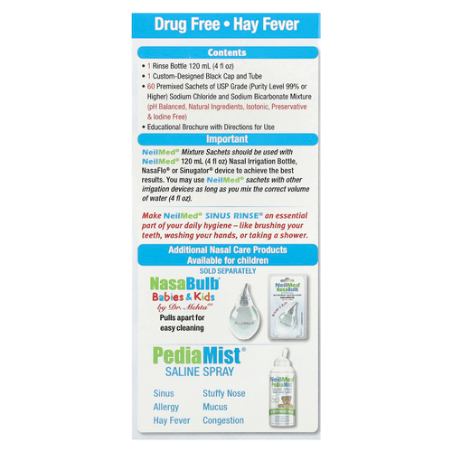 NeilMed, Для детей, Sinus Rinse®, для детей от 2 лет, 1 флакон, 60 пакетиков с готовой смесью