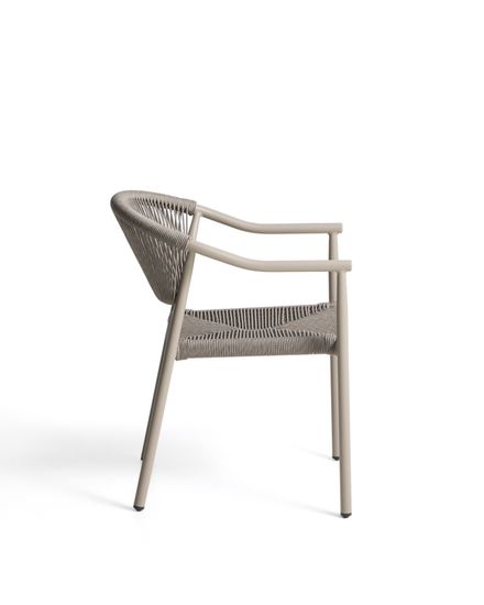 Уличный стул Livadia из алюминия цвета таупе и веревки
