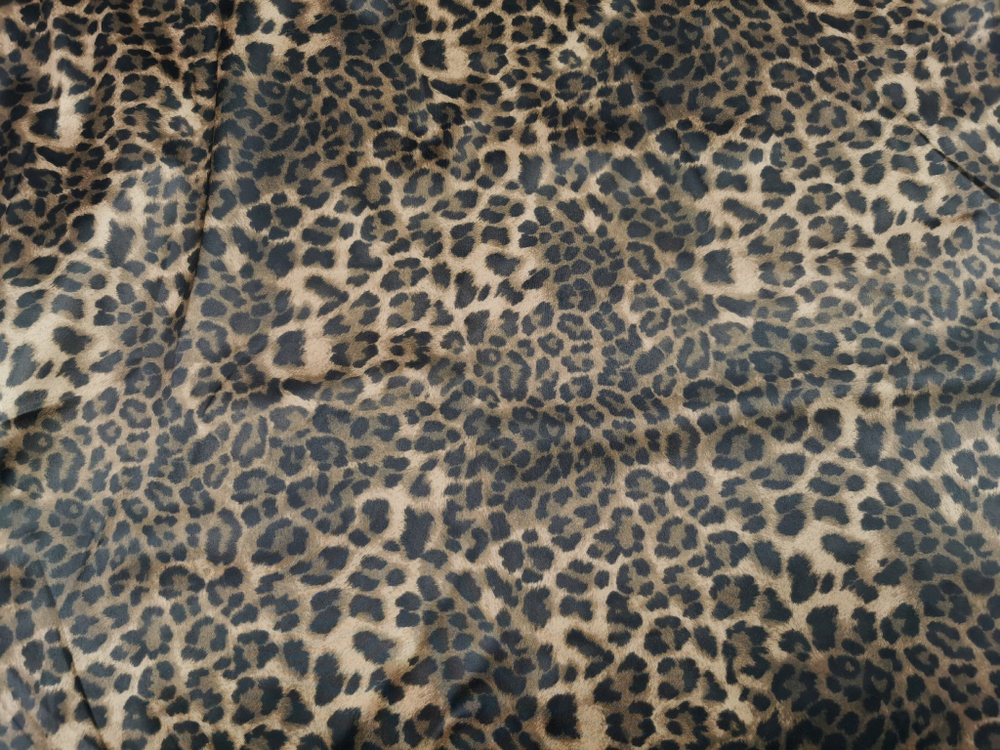 Эластичный бельевой атлас-стрейч, принт леопард, (Арт: ASP-010)