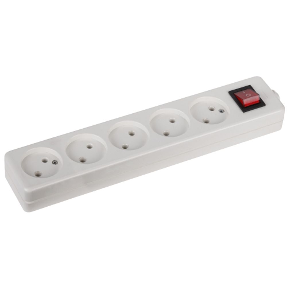 Колодка ЭРА K-5s 5 розеток без зазeмления с выключателем белая