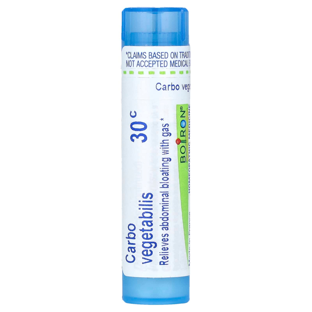Boiron, Carbo Vegetabilis, 30C, от вздутия живота и газообразования, прибл. 80 гранул