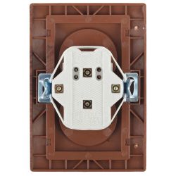 Розетка Intro Plano 1-204-10 без заземления двойная 2х2P, 16А-250В, IP20, СУ, венге