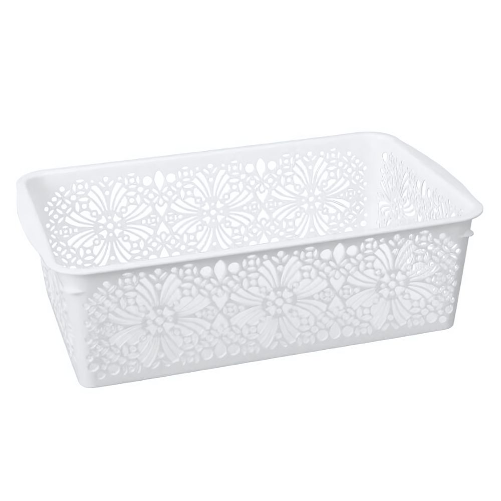 Корзинка универсальная &quot;floral&quot; 10л 380х250х125 мм (белый)