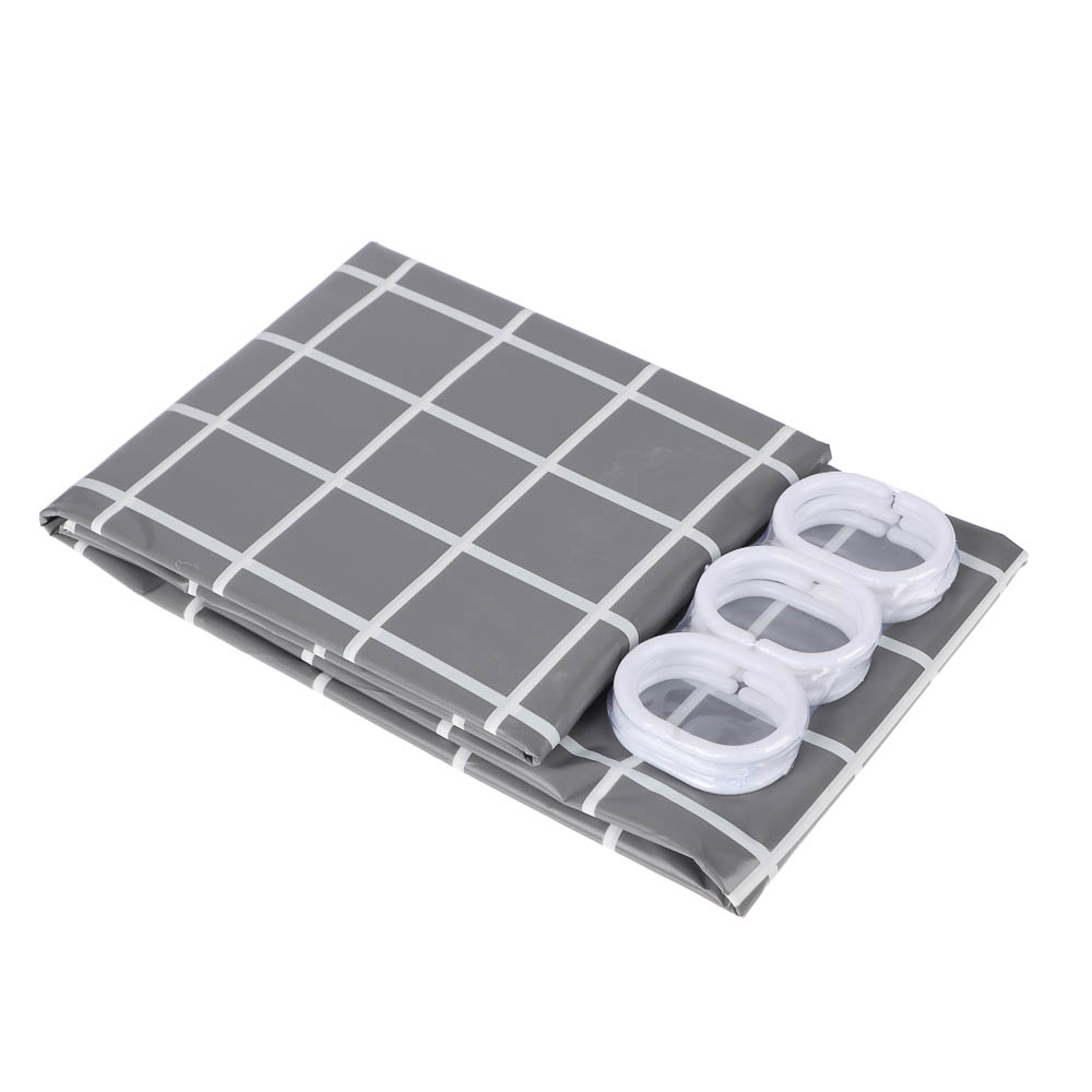 Шторка для ванной тм VETTA Квадро, ПЕВА 60г/м2, 180x200см, серый цвет