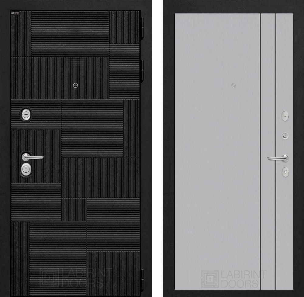 Входная дверь Лабиринт ПАЗЛ - 10 Серый софт рельеф