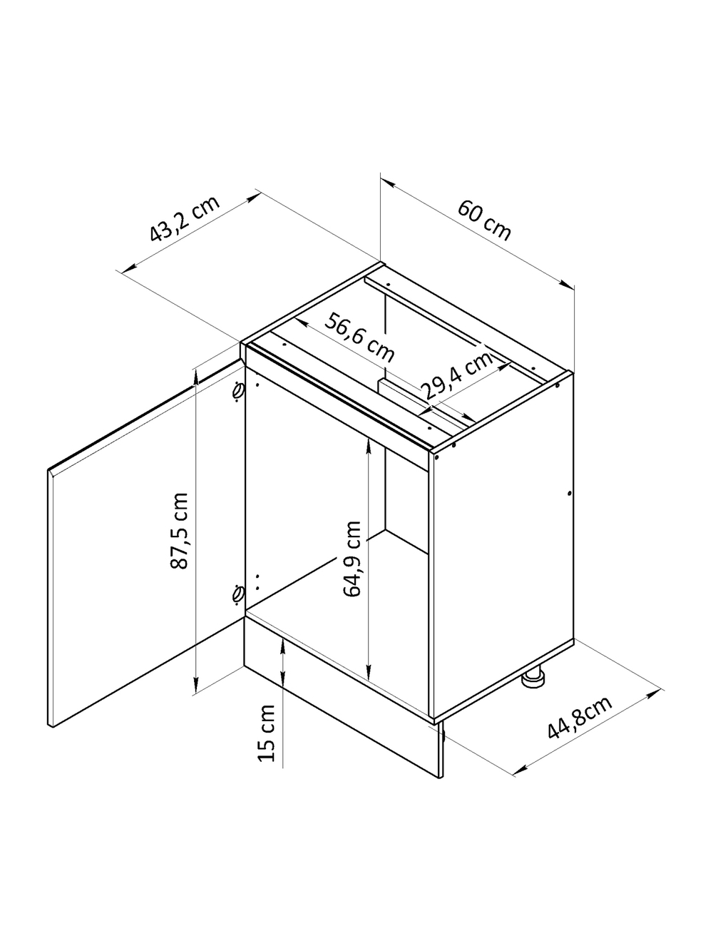 Кухонный модуль напольный Виола, под мойку, 60 см