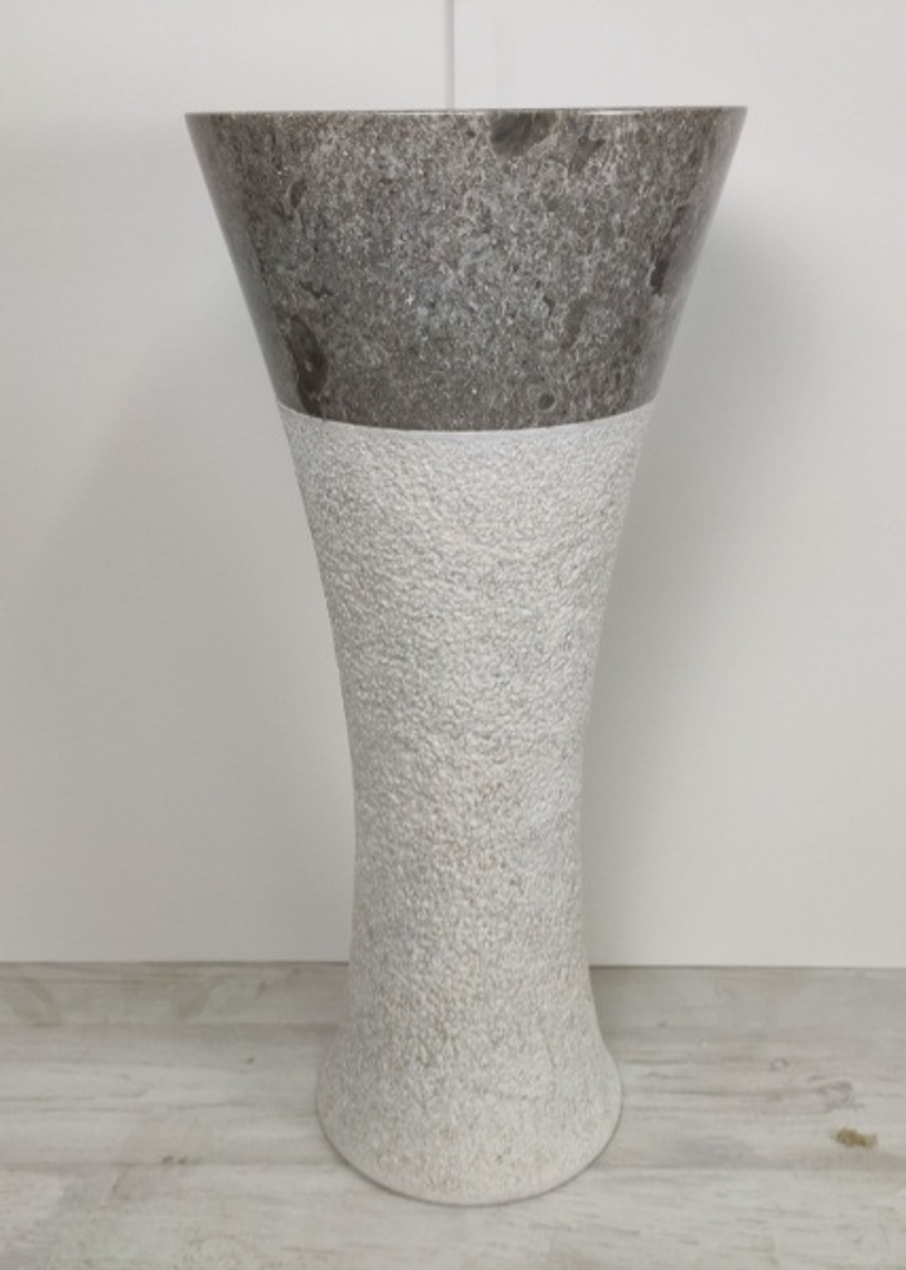 Раковина напольная из мрамора Pedestal Cream/Greey MN-390 (40*40*90 см)