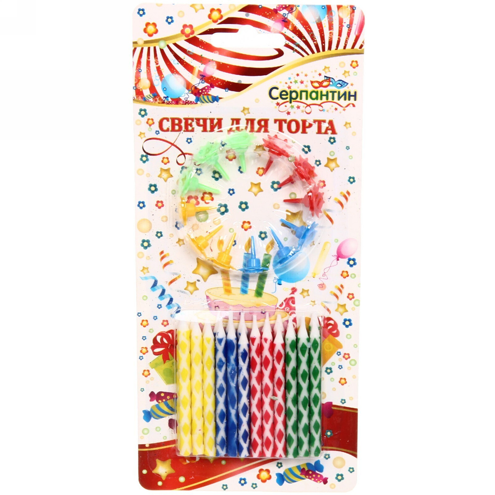 Свечи для торта (свечи 24шт.+.подставки 12шт.) 2-12 К*