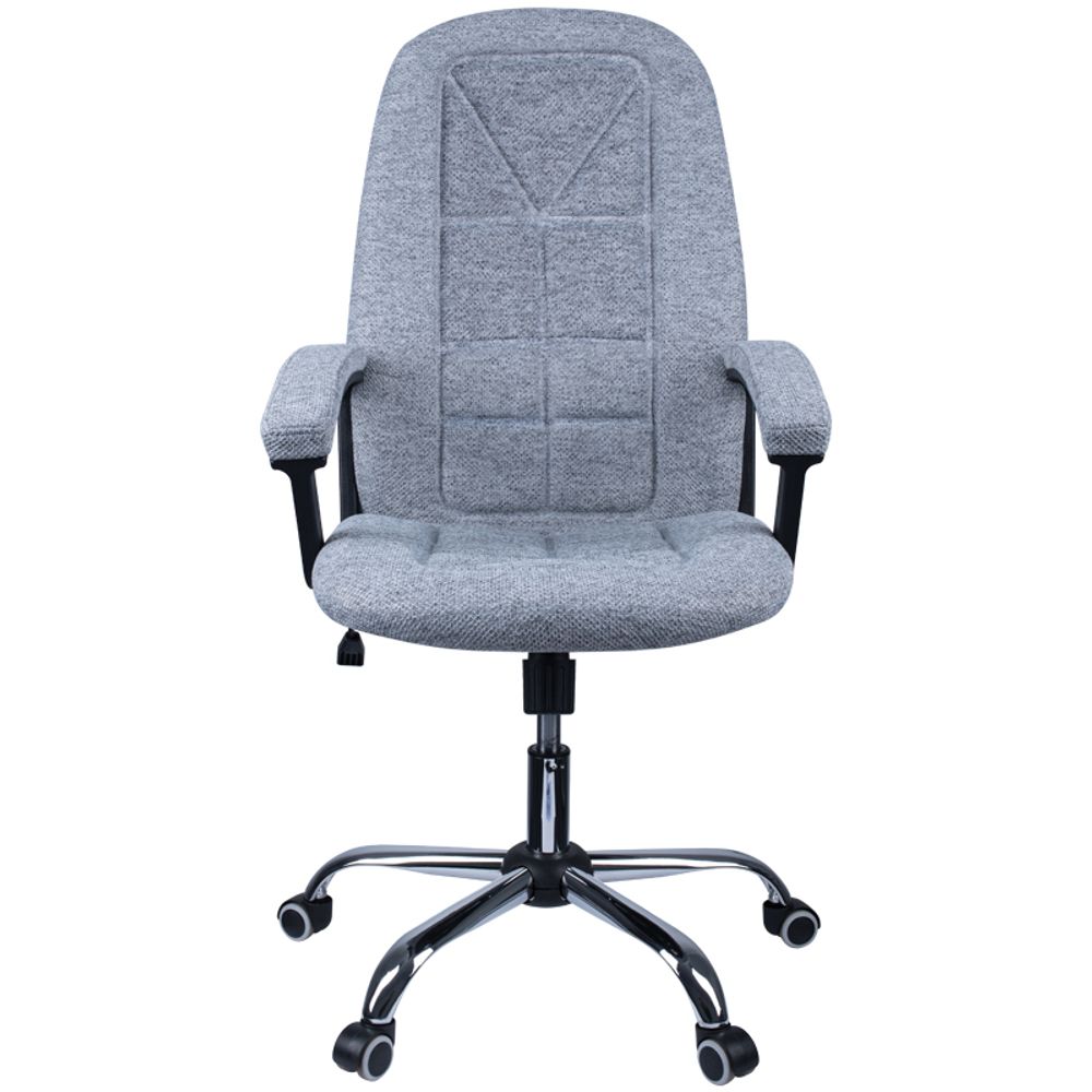 УЦЕНКА-Кресло руководителя Helmi HL-E89 "Blocks" LUX, ткань SY светло-серая, мягкий подлокотник, хром