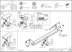 Фаркоп оцинкованный для Mercedes GLB/GLA/A/B вертикальное быстросъемное крепление шара с ключом, Galia.M150V