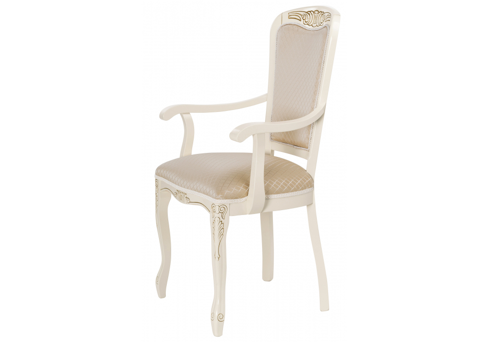 Стул деревянный Woodville Клето без подлокотников патина золото, ромб, ножки белые