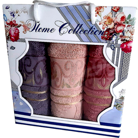 Набор из 3-х махровых полотенец в подарочной упаковке, 100% хлопок, Китай.