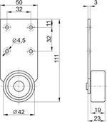 Колесо мебельное боковое широкая пластина 40мм не поворотное