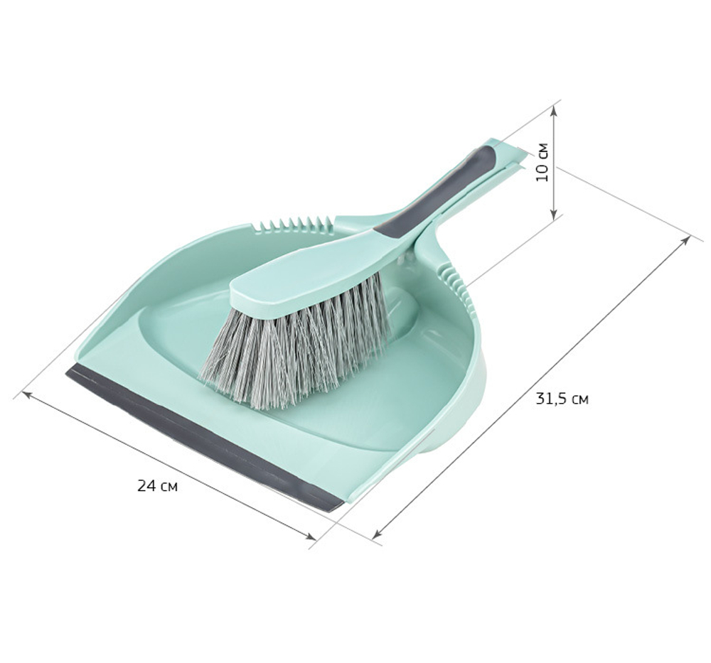Щетка-сметка с совком ДУЭТ прорезиненная рукоятка М5176