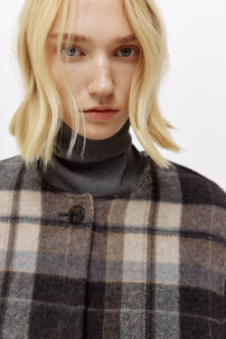 H&M Пальто из смесовой шерсти с воротником-шарфом, светло-бежевый