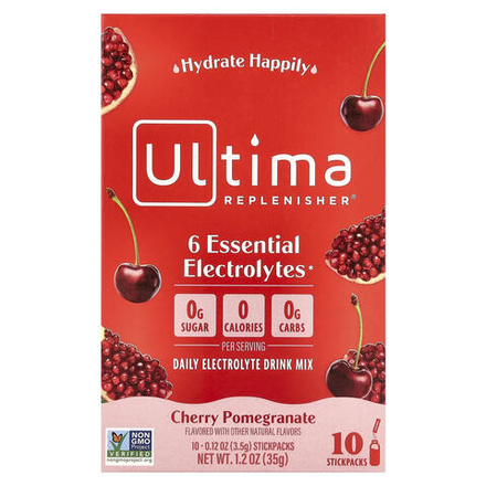 Ultima Replenisher, 6 Essential Electrolytes, ежедневная смесь для приготовления электролитов, вишня и гранат, 10 пакетиков по 3,5 г (0,12 унции)