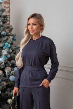 Костюм темно-серого цвета с кружевом из вискозы