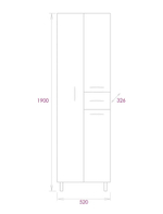 Пенал в ванную комнату с 1ящ. МОДЕРН 52.17 У (с корзиной) 520х326х1900
