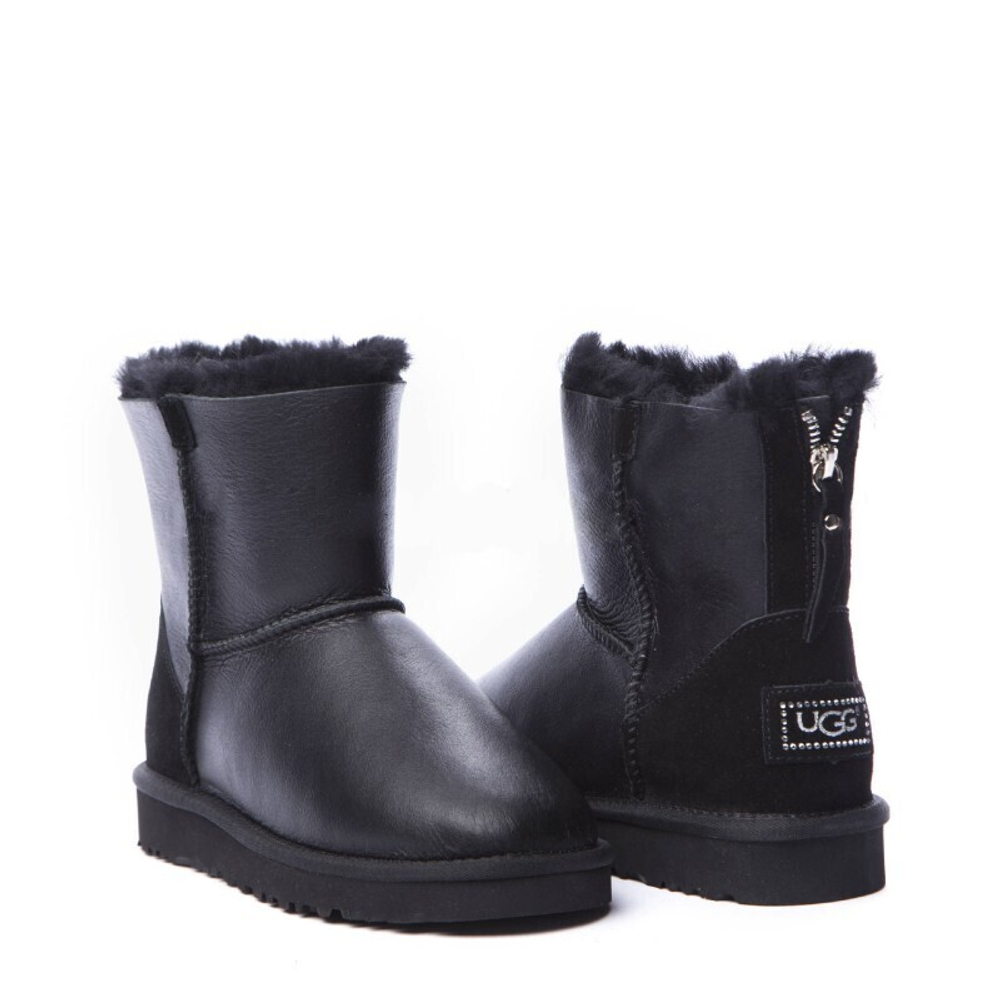 Угги Mini Zip Metallic Black