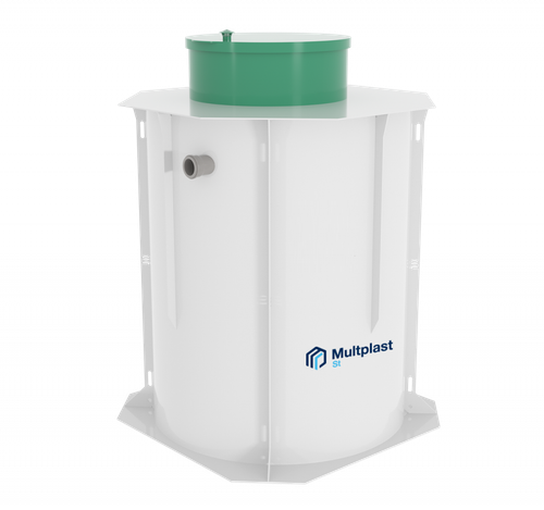 Станция глубокой биологической очистки  Мультпласт СТ (Заубер) 8 вертикальный / 1600 л. в сутки / до 8 чел. / принудительный сброс / компрессорная аэрация (1380x1380x2410см;162кг;) - арт.552042