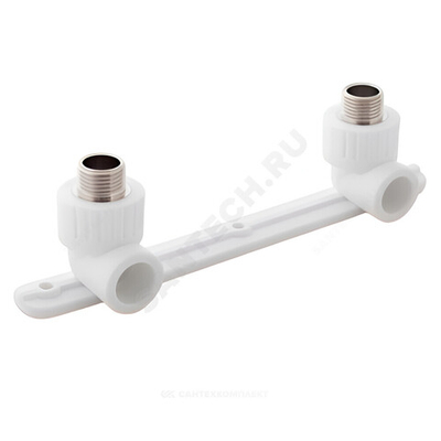 Планка монтажная PP-R белая Дн 20х1/2" НР под смеситель с водорозетками RTP (РосТурПласт) 10703