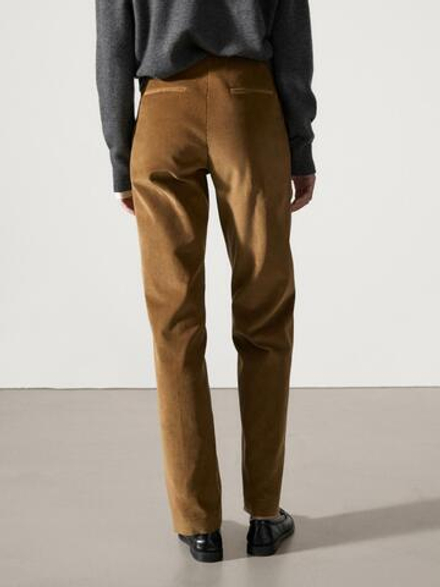 Massimo Dutti Брюки из 100% хлопкового вельвета, цвет верблюжьей шерсти