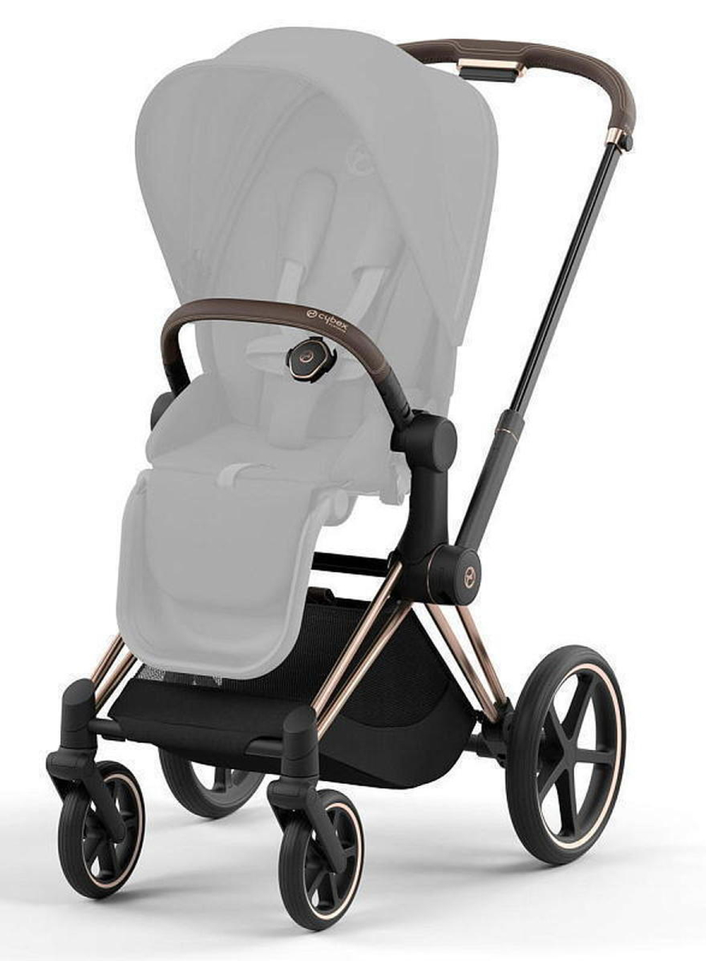 Коляска Cybex Priam IV Rosegold complete и автокресло Cloud G i-Size Lava Grey 3 в 1 Peach Pink