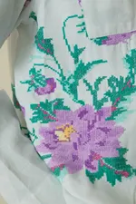 Рубашка Soeurs с Фиолетовыми Вышитыми Цветами / Violet Criss-Cross Flowers Long Sleeve белая