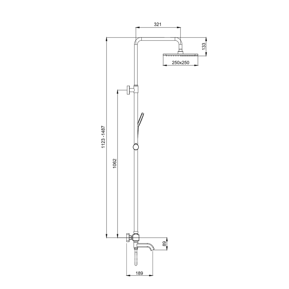 Душевая система термостат  G2491 GAPPO лейка "Тропический душ" квадрат 250*250 ХРОМ