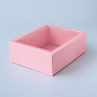 Коробка 1 секция розовая с прозрачной крышкой