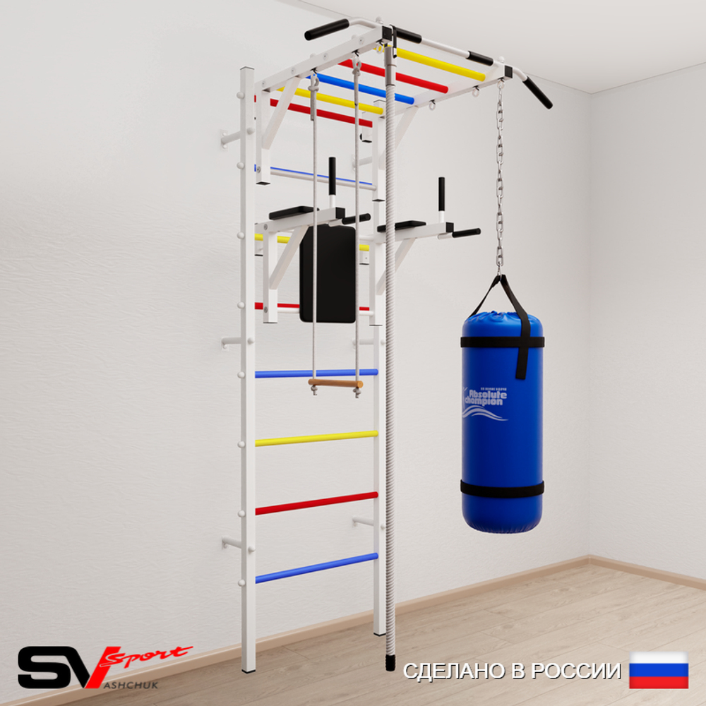 Шведская стенка Sv Sport 5461 (Турник рукоход/Брусья/Канат/Трапеция/Цепь/Мешок 15кг)