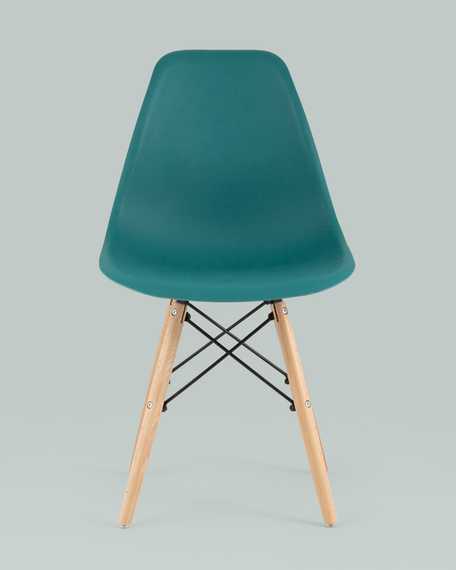 Eames Style DSW темно-бирюзовый пластик, стальной каркас, натуральный массив бука