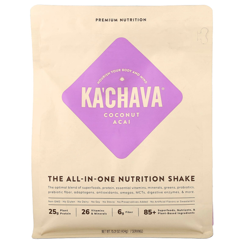 KaChava, универсальный питательный коктейль, кокос и асаи, 434 г (15,31 унции)
