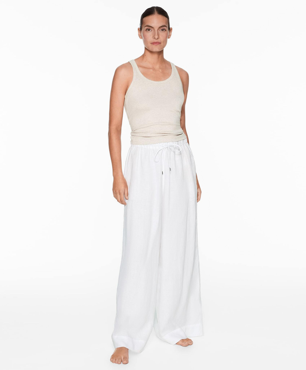 Oysho Топ на бретелях в рубчик, песочный меланж