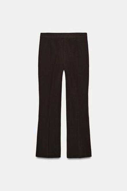 ZARA УКОРОЧЕННЫЕ БРЮКИ MINI FLARE, КОРИЧНЕВЫЙ