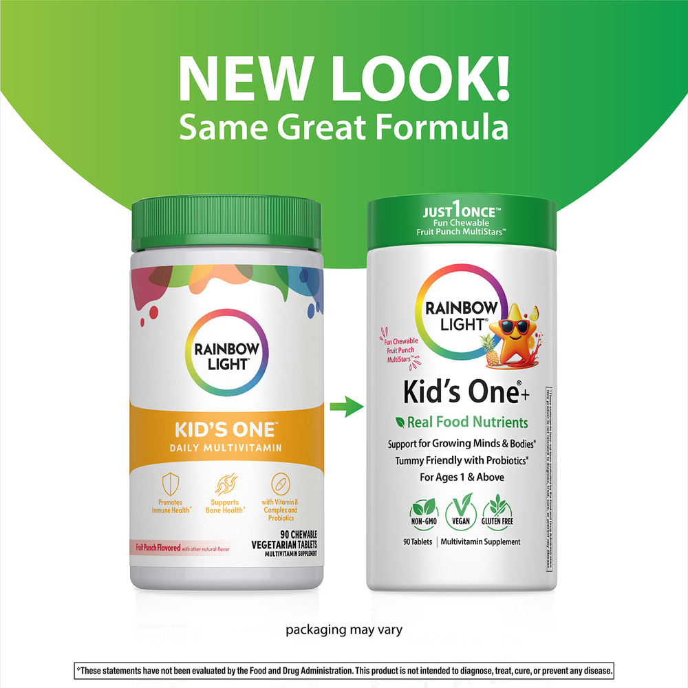 Rainbow Light, Kid's One® +, для детей от 1 года, фруктовый пунш, 90 таблеток